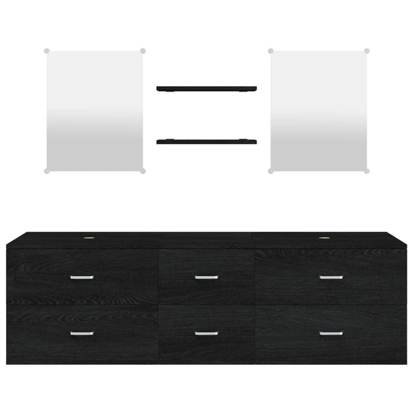 vidaXL 5-Piece Bathroom Furniture Set Black Engineered Wood