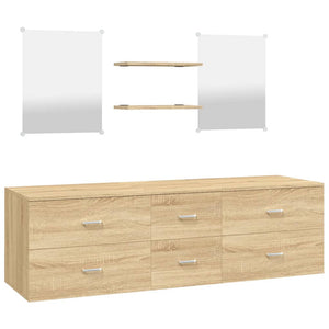 vidaXL 5-Piece Bathroom Furniture Set Oak Look Engineered Wood
