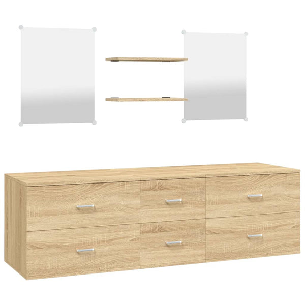 vidaXL 5-Piece Bathroom Furniture Set Oak Look Engineered Wood