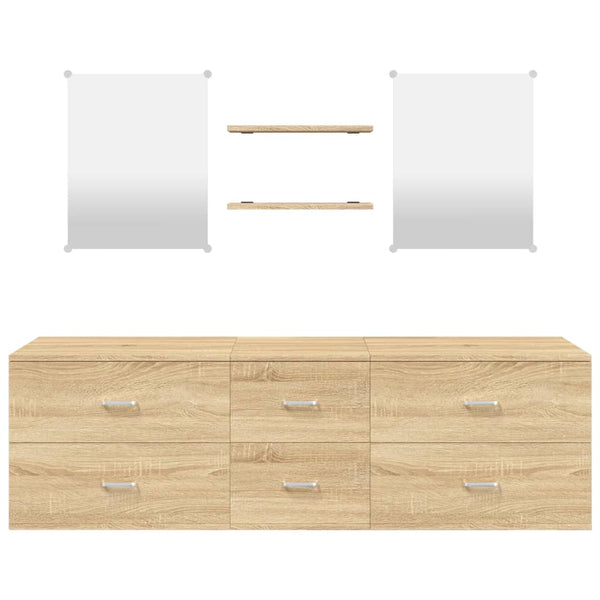 vidaXL 5-Piece Bathroom Furniture Set Oak Look Engineered Wood