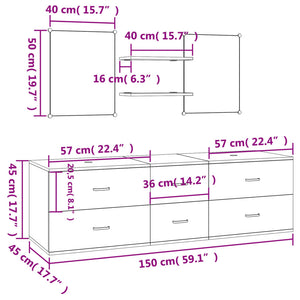 vidaXL 5-Piece Bathroom Furniture Set Oak Look Engineered Wood