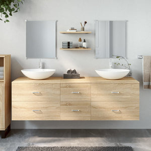 vidaXL 5-Piece Bathroom Furniture Set Oak Look Engineered Wood