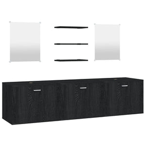 vidaXL 6-Piece Bathroom Furniture Set Black Engineered Wood