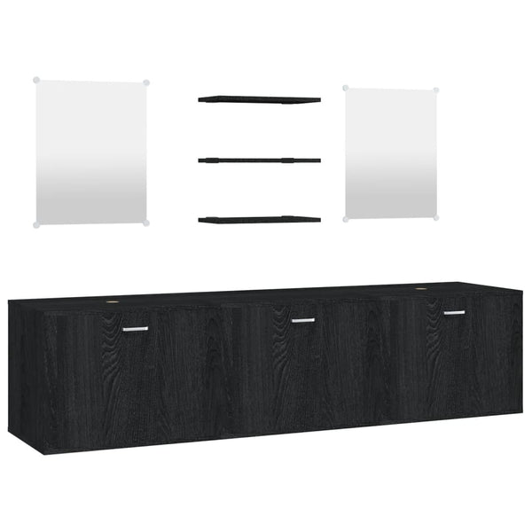 vidaXL 6-Piece Bathroom Furniture Set Black Engineered Wood