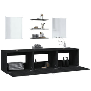 vidaXL 6-Piece Bathroom Furniture Set Black Engineered Wood