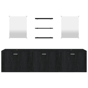 vidaXL 6-Piece Bathroom Furniture Set Black Engineered Wood