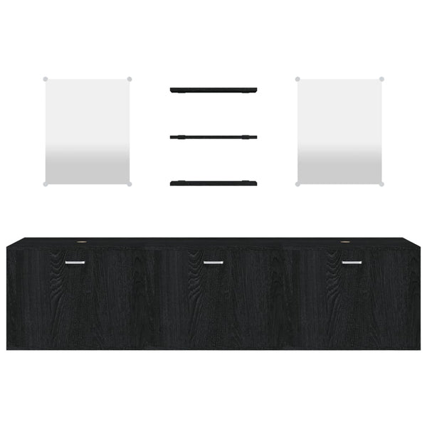 vidaXL 6-Piece Bathroom Furniture Set Black Engineered Wood