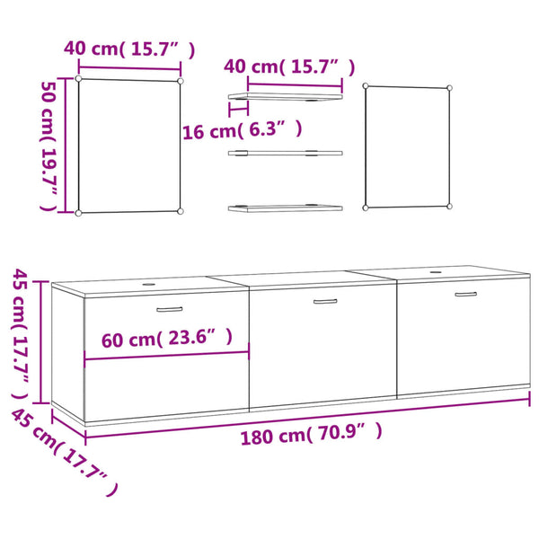 vidaXL 6-Piece Bathroom Furniture Set Black Engineered Wood