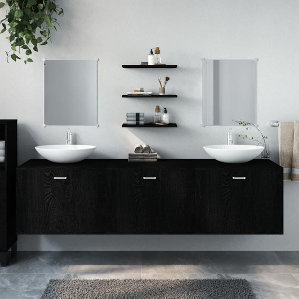 vidaXL 6-Piece Bathroom Furniture Set Black Engineered Wood