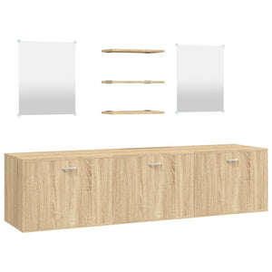 vidaXL 6-Piece Bathroom Furniture Set Oak Look Engineered Wood