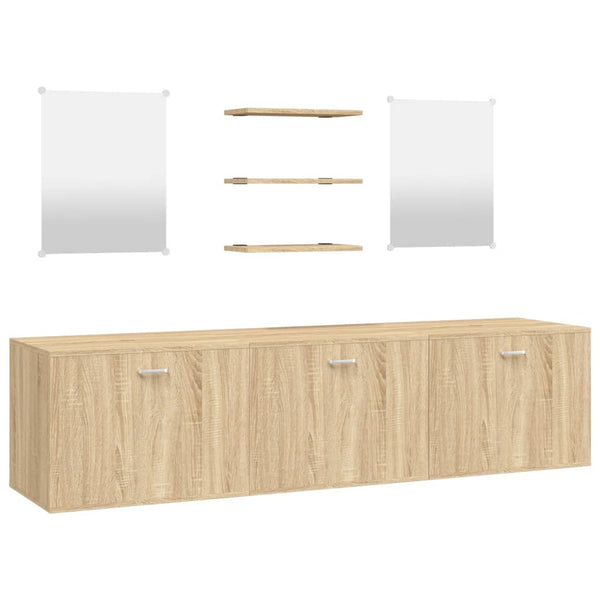 vidaXL 6-Piece Bathroom Furniture Set Oak Look Engineered Wood