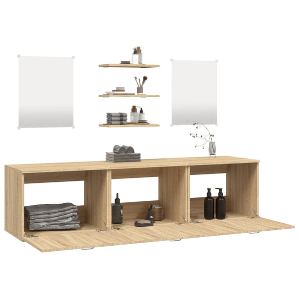 vidaXL 6-Piece Bathroom Furniture Set Oak Look Engineered Wood