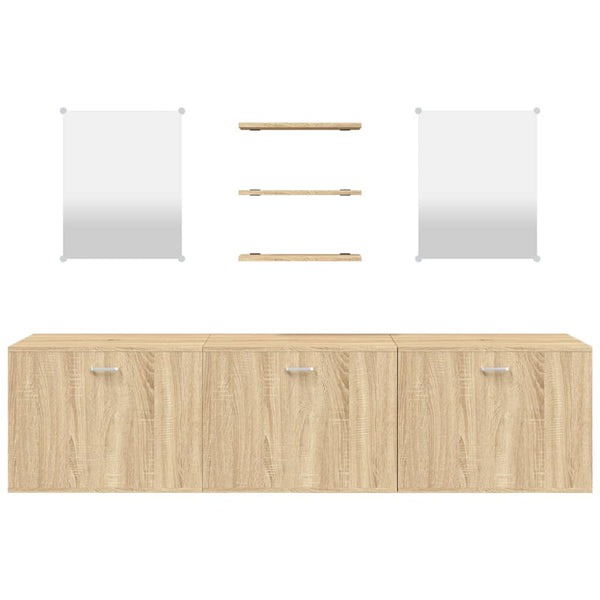 vidaXL 6-Piece Bathroom Furniture Set Oak Look Engineered Wood