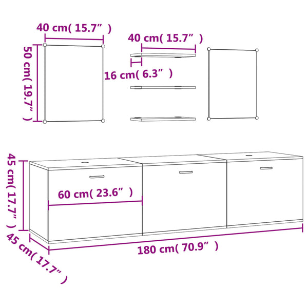 vidaXL 6-Piece Bathroom Furniture Set Oak Look Engineered Wood