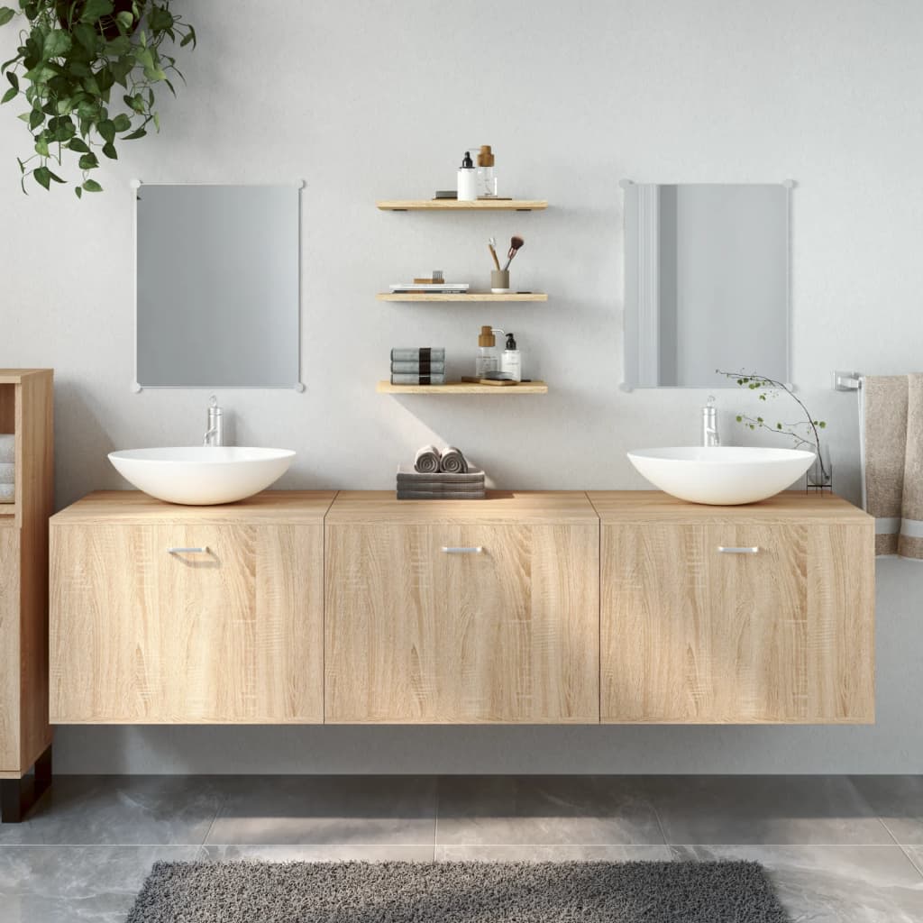 vidaXL 6-Piece Bathroom Furniture Set Oak Look Engineered Wood