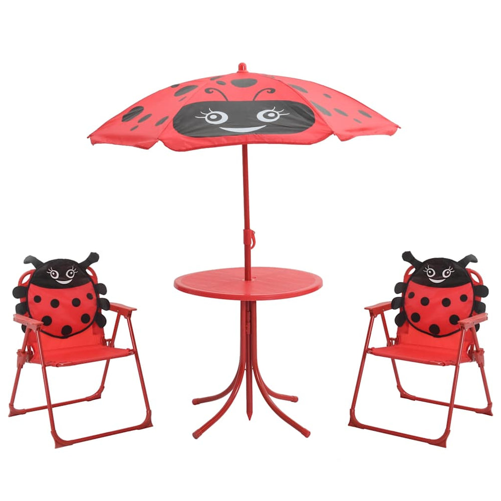 3-tlg. Kinder Gartenmöbel Set mit Sonnenschirm Rot