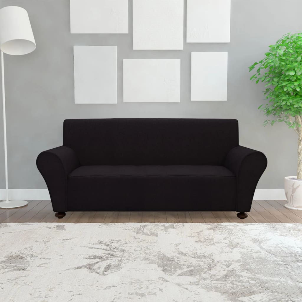 vidaXL Stretch Sofa Cover Black Polyester Jersey