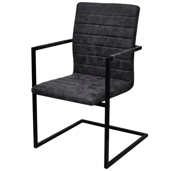 vidaXL Cantilever Chairs 4 pcs Black Faux Leather