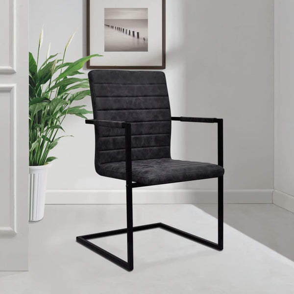 vidaXL Cantilever Chairs 4 pcs Black Faux Leather