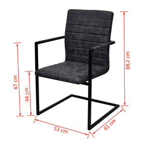 vidaXL Cantilever Chairs 4 pcs Black Faux Leather