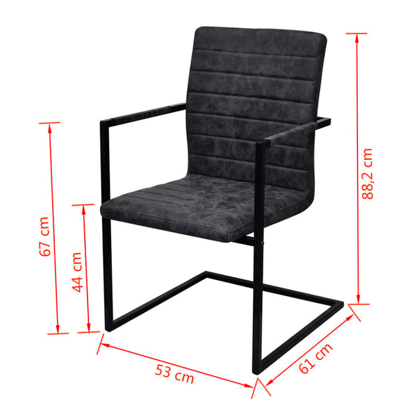 vidaXL Cantilever Chairs 4 pcs Black Faux Leather