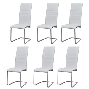 vidaXL Cantilever Chairs 6 pcs. White Faux Leather