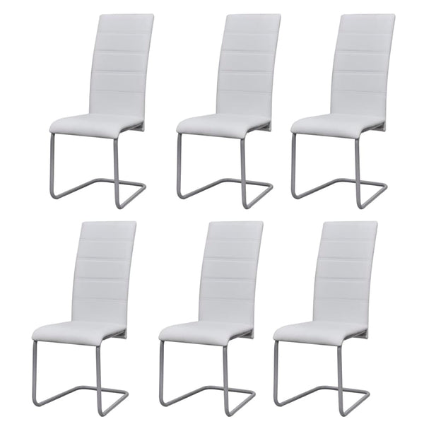 vidaXL Cantilever Chairs 6 pcs. White Faux Leather