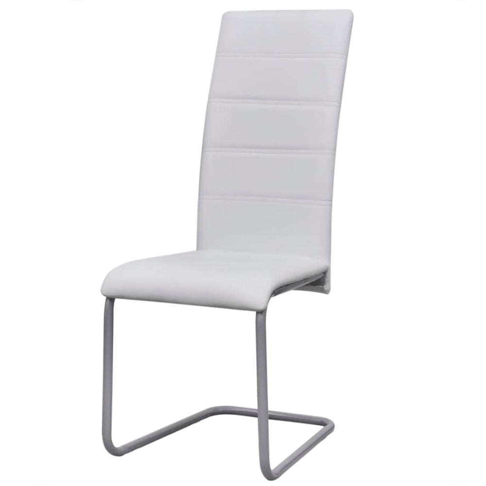 vidaXL Cantilever Chairs 6 pcs. White Faux Leather