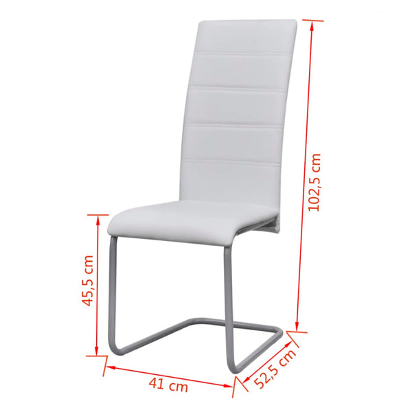 vidaXL Cantilever Chairs 6 pcs. White Faux Leather