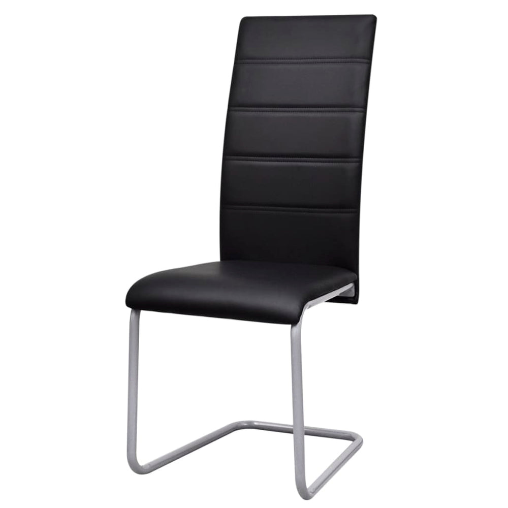 vidaXL Cantilever Chairs 6 pcs Black Faux Leather