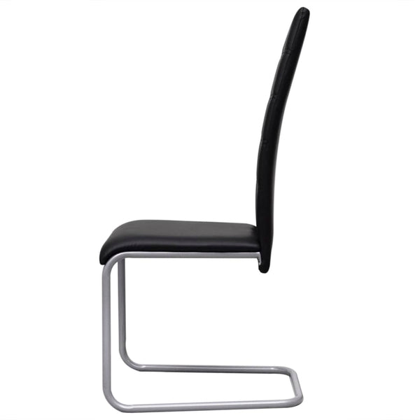 vidaXL Cantilever Chairs 6 pcs Black Faux Leather
