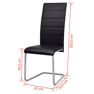vidaXL Cantilever Chairs 6 pcs Black Faux Leather