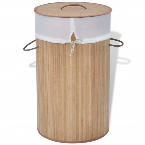 vidaXL Round Bamboo Laundry Basket Natural