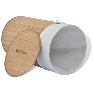 vidaXL Round Bamboo Laundry Basket Natural