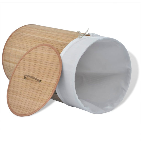 vidaXL Round Bamboo Laundry Basket Natural