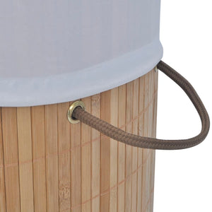 vidaXL Round Bamboo Laundry Basket Natural