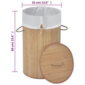 vidaXL Round Bamboo Laundry Basket Natural
