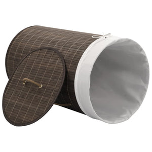 vidaXL Bamboo Laundry Basket Round Dark Brown