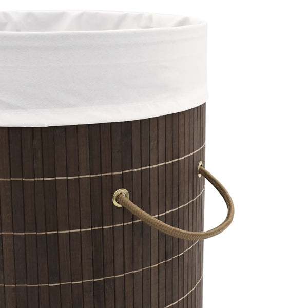vidaXL Bamboo Laundry Basket Round Dark Brown