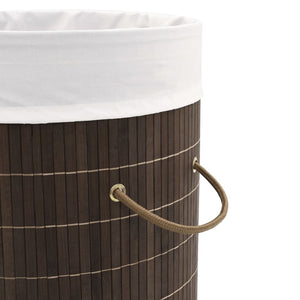 vidaXL Bamboo Laundry Basket Round Dark Brown