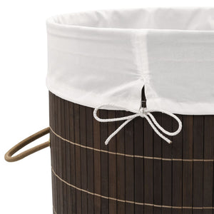 vidaXL Bamboo Laundry Basket Round Dark Brown