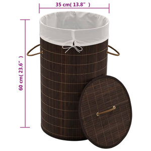 vidaXL Bamboo Laundry Basket Round Dark Brown