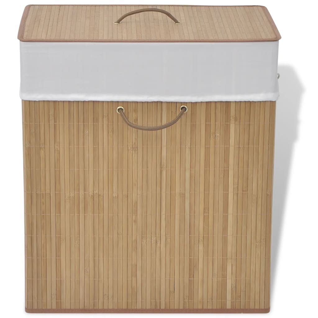 vidaXL Bamboo Laundry Basket Rectangular Natural