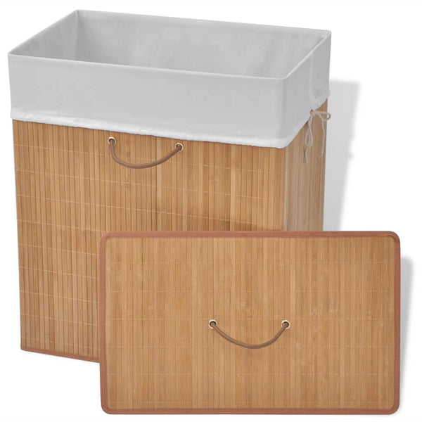 vidaXL Bamboo Laundry Basket Rectangular Natural