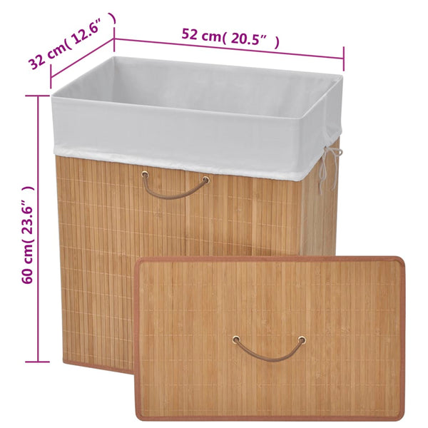 vidaXL Bamboo Laundry Basket Rectangular Natural