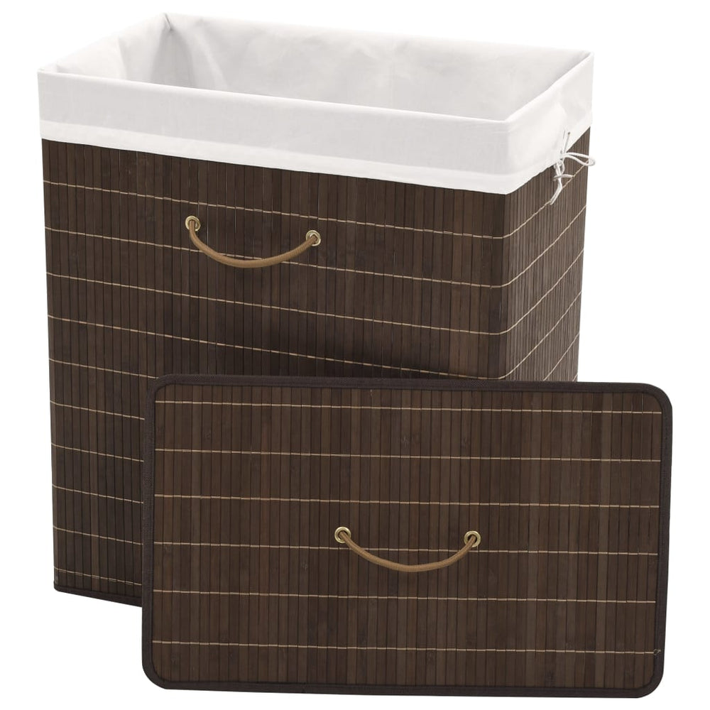 vidaXL Bamboo Laundry Basket Rectangular Dark Brown