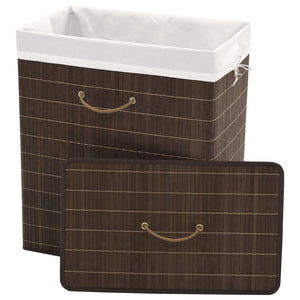vidaXL Bamboo Laundry Basket Rectangular Dark Brown