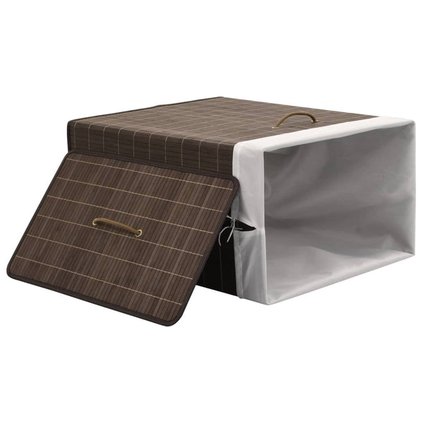 vidaXL Bamboo Laundry Basket Rectangular Dark Brown