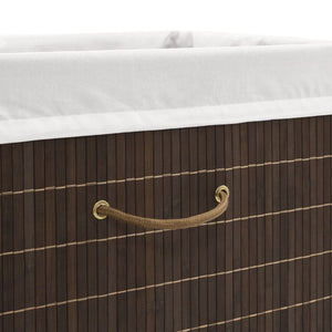 vidaXL Bamboo Laundry Basket Rectangular Dark Brown