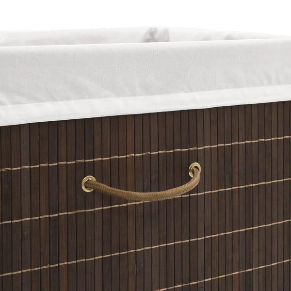 vidaXL Bamboo Laundry Basket Rectangular Dark Brown